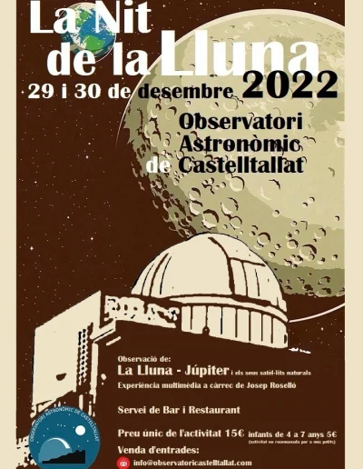 Cartell la nit de la lluna a l'Observatori Astronòmic de Castelltallat.